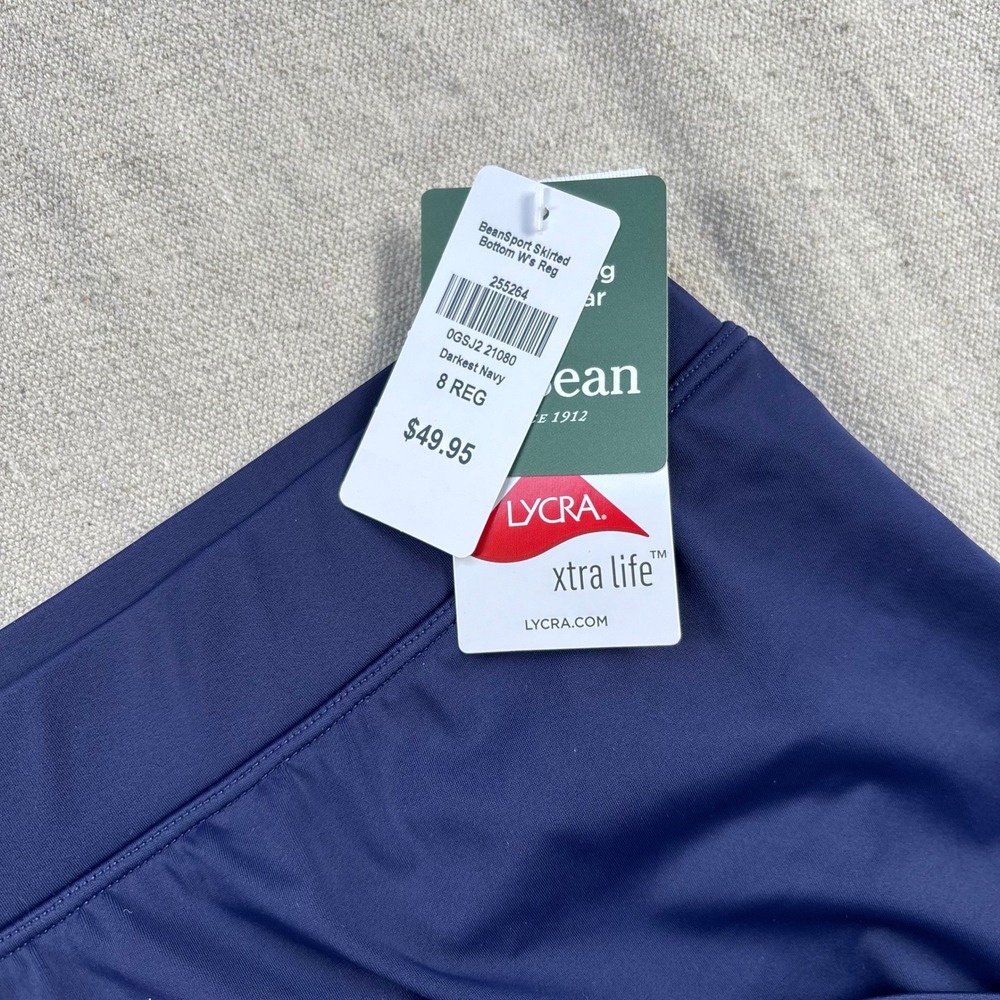 LL Bean Bean Sport Skirted Swim Bottom Navy Blue Swim Skirt SPF NWT - Picture 2 of 6